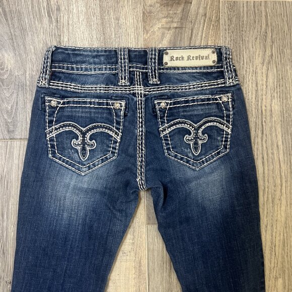 Rock Revival Jeans Womens 26 Alanis Bootcut Stonewash Rhinestone Embellished - Picture 11 of 13